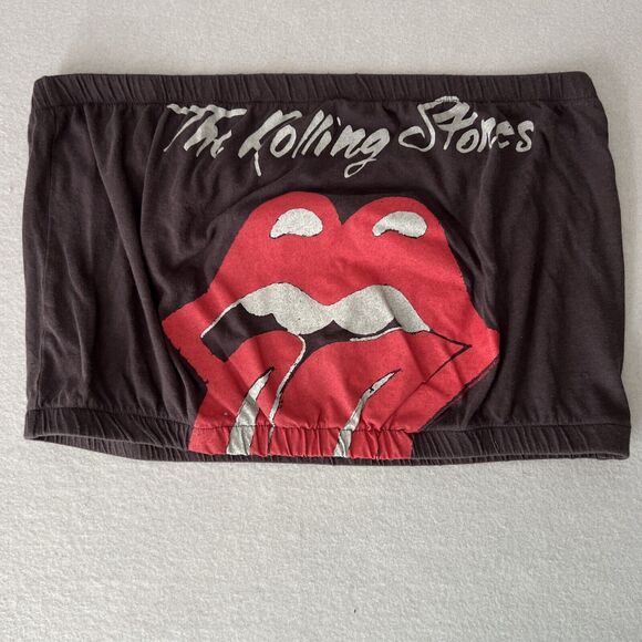 Rolling Stones Tube Top Size XL Gray Band Graphic Lips Logo American Eagle - Picture 1 of 9